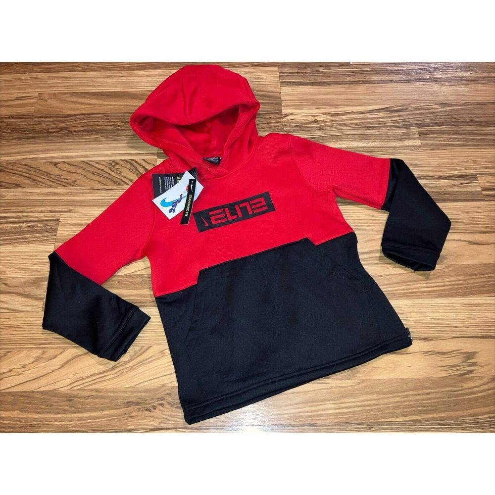 Nike NEW Elite Basketball Pullover Hoodie Sweatshirt Dri-fit Boys XS 6/7 Red